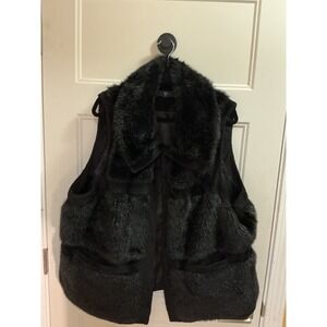 Rachel Zoe Black Faux Fur Après Ski Vest Plus Size 2X / 3X